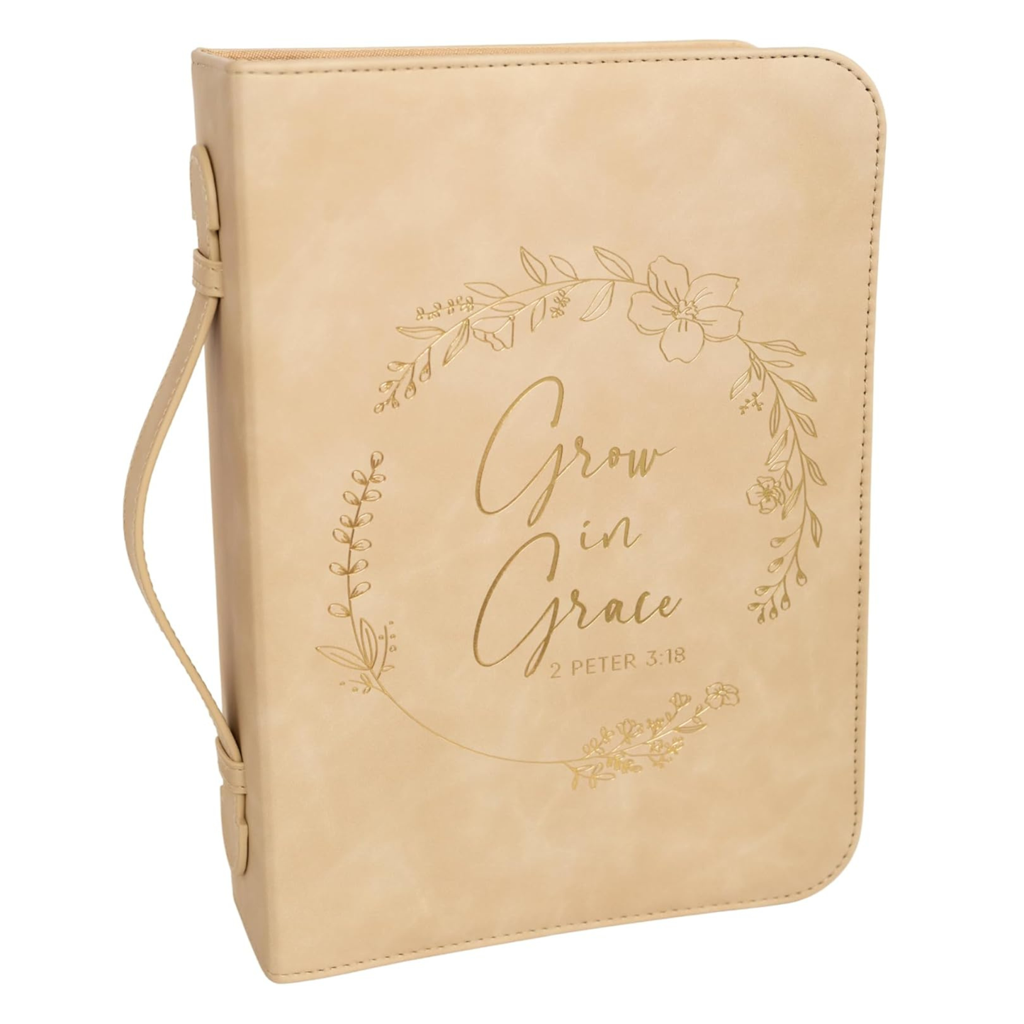 Grace Wreath Bible Cover (Beige Gold) 𝐒𝐓𝐀𝐍𝐃𝐀𝐑𝐃 𝐒𝐈𝐙𝐄