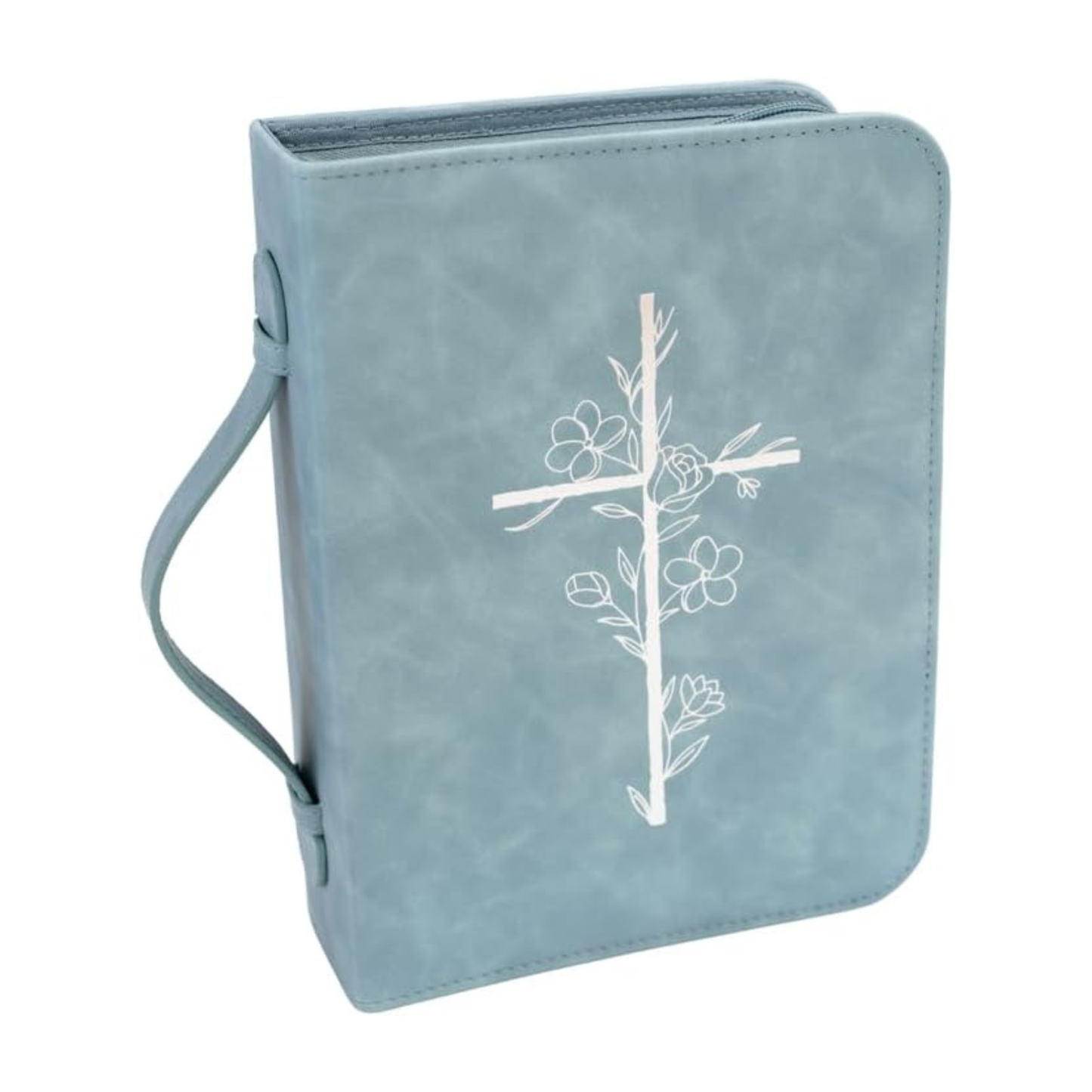 Embossed Women’s Bible Cover Case (Blue) Floral Cross 𝐒𝐓𝐀𝐍𝐃𝐀𝐑𝐃 𝐒𝐈𝐙𝐄