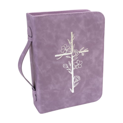 Embossed Women’s Bible Cover Case (Purple) Floral Cross 𝐒𝐓𝐀𝐍𝐃𝐀𝐑𝐃 𝐒𝐈𝐙𝐄