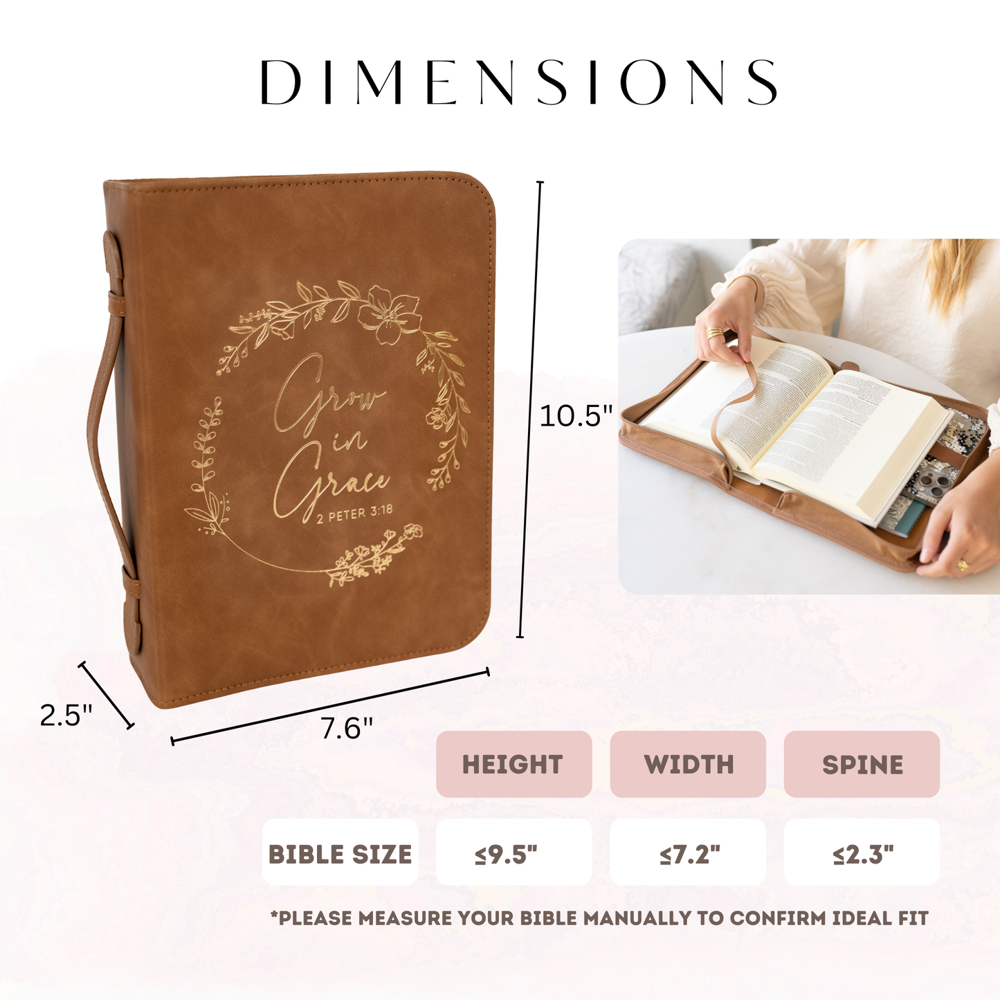 Grace Wreath Bible Cover (Brown Gold) 𝐒𝐓𝐀𝐍𝐃𝐀𝐑𝐃 𝐒𝐈𝐙𝐄