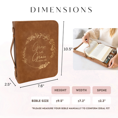 Grace Wreath Bible Cover (Brown Gold) 𝐒𝐓𝐀𝐍𝐃𝐀𝐑𝐃 𝐒𝐈𝐙𝐄