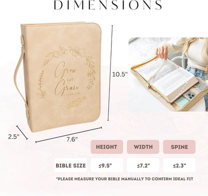 Grace Wreath Bible Cover (Beige Gold) 𝐒𝐓𝐀𝐍𝐃𝐀𝐑𝐃 𝐒𝐈𝐙𝐄