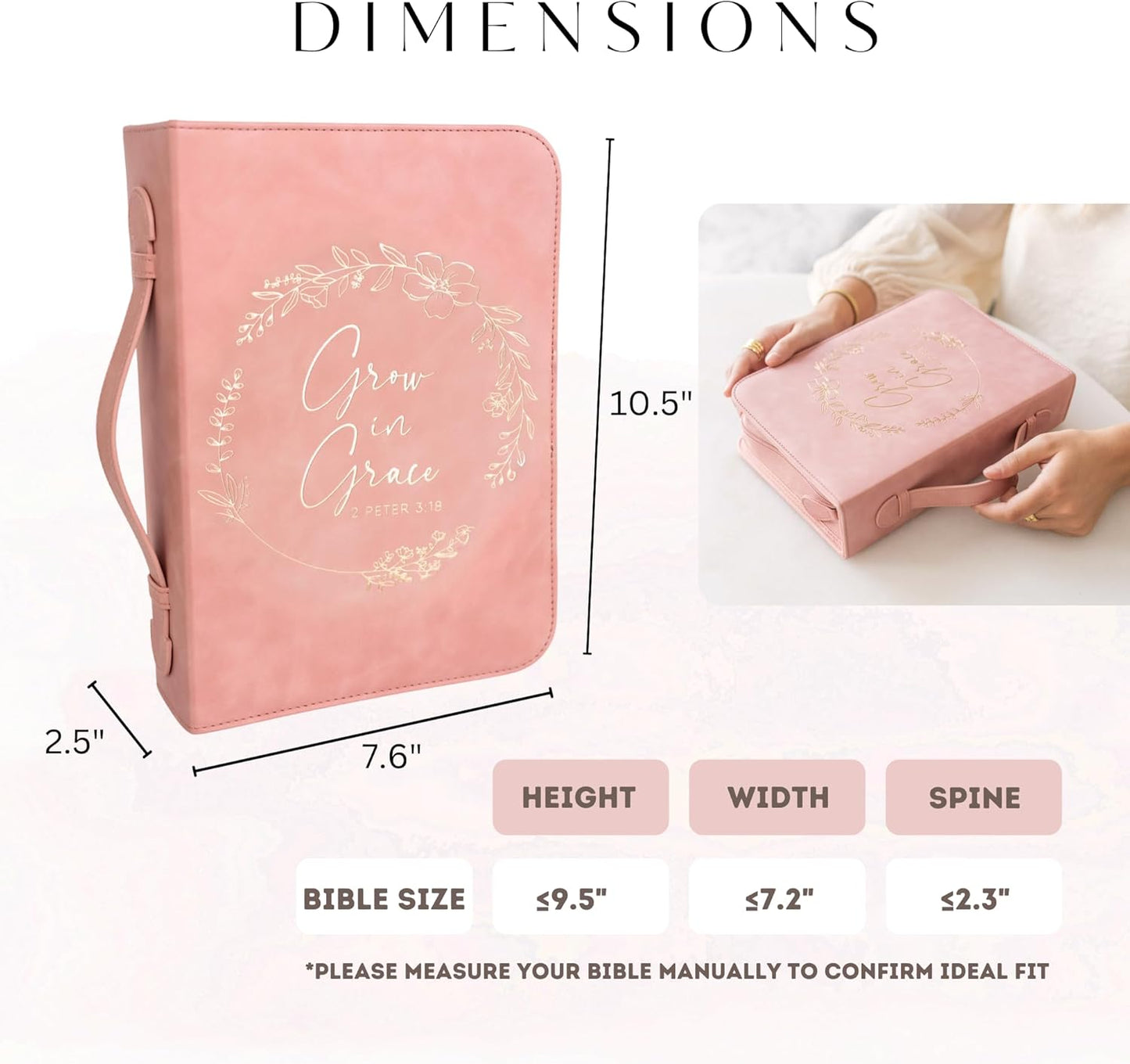 Grace Wreath Bible Cover (Pink Gold) 𝐒𝐓𝐀𝐍𝐃𝐀𝐑𝐃 𝐒𝐈𝐙𝐄