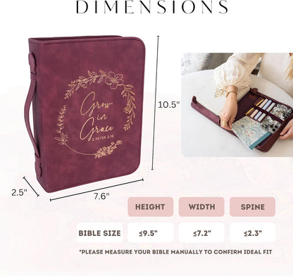 Grace Wreath Bible Cover (Burgundy Gold) 𝐒𝐓𝐀𝐍𝐃𝐀𝐑𝐃 𝐒𝐈𝐙𝐄