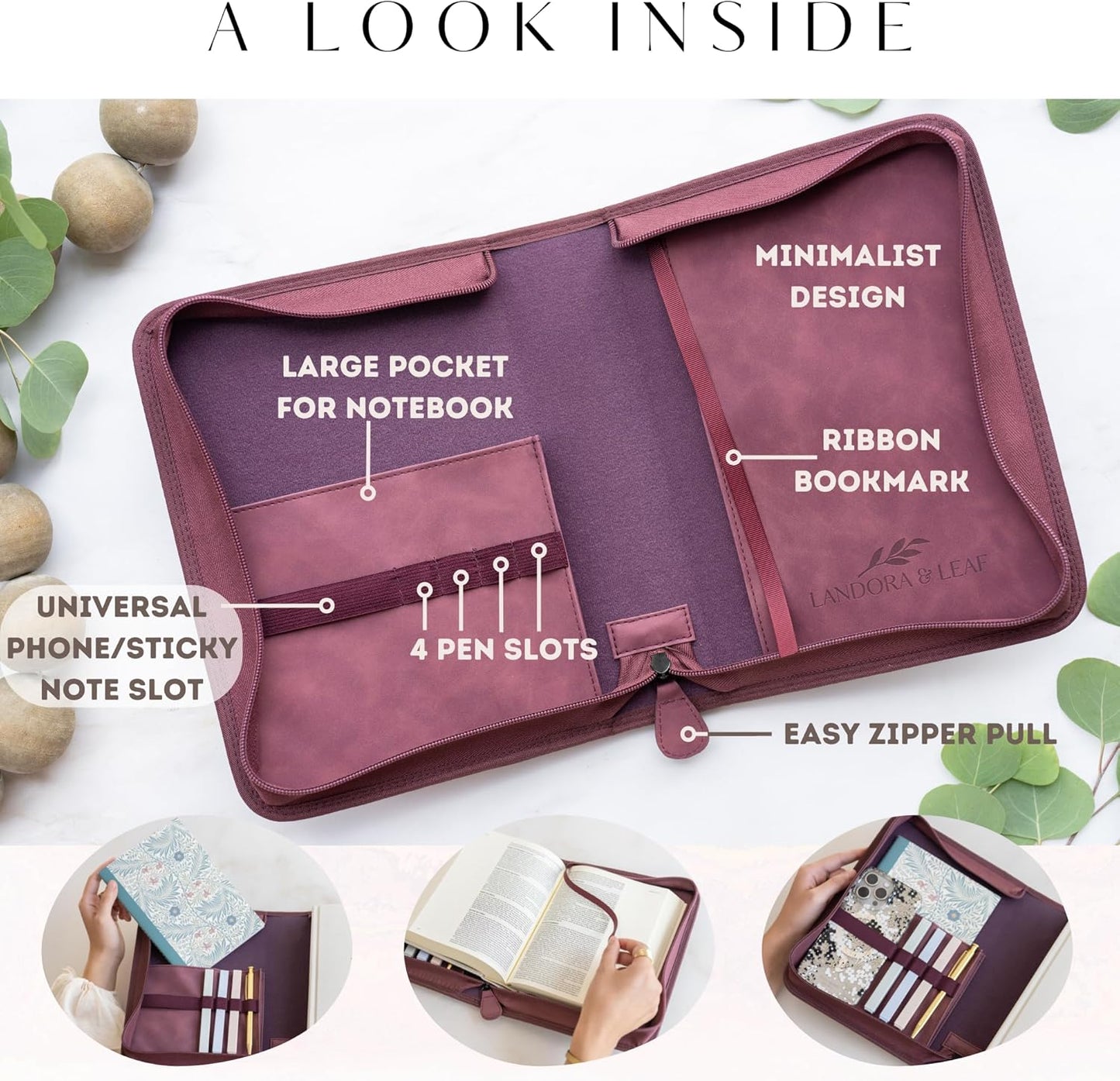 Embossed Women’s Bible Cover Case (Burgundy Gold Cross) Floral Cross 𝐒𝐓𝐀𝐍𝐃𝐀𝐑𝐃 𝐒𝐈𝐙𝐄