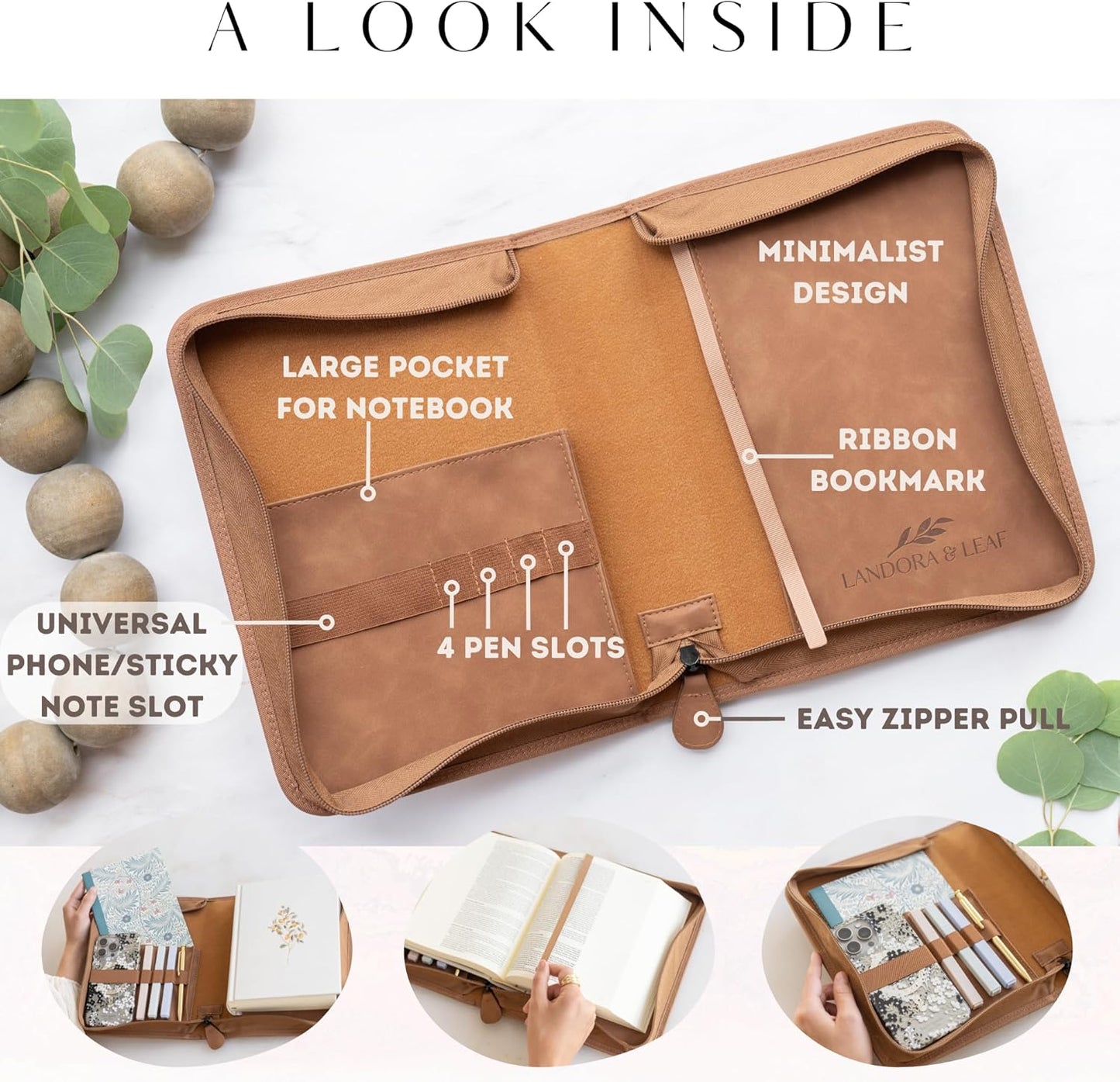 Grace Wreath Bible Cover (Brown Gold) 𝐒𝐓𝐀𝐍𝐃𝐀𝐑𝐃 𝐒𝐈𝐙𝐄