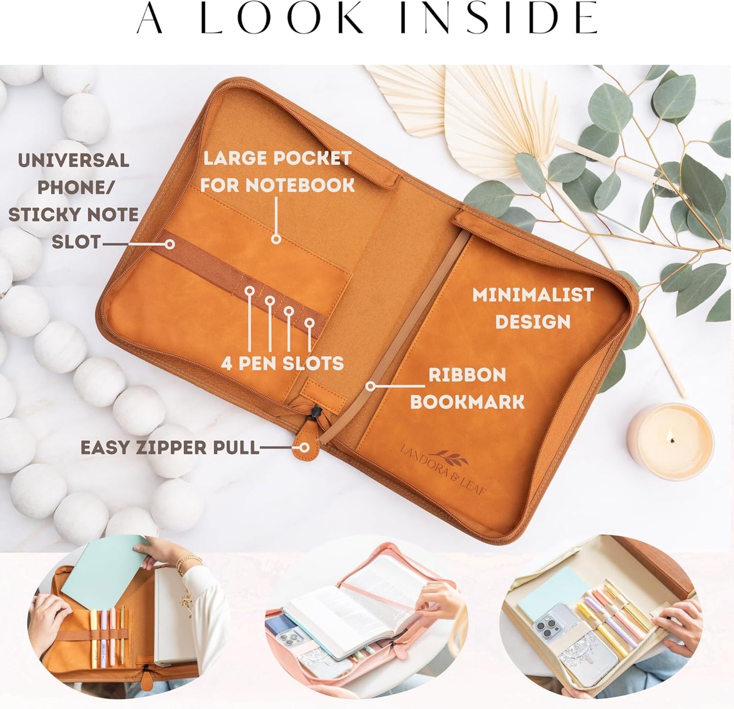 Embossed Women’s Bible Cover Case (Brown/Gold) 𝐋𝐀𝐑𝐆𝐄 𝐒𝐈𝐙𝐄 Floral Cross