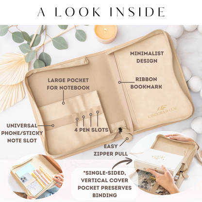 Embossed Women’s Bible Cover Case (Beige/Gold) 𝐒𝐓𝐀𝐍𝐃𝐀𝐑𝐃 𝐒𝐈𝐙𝐄 Floral Cross