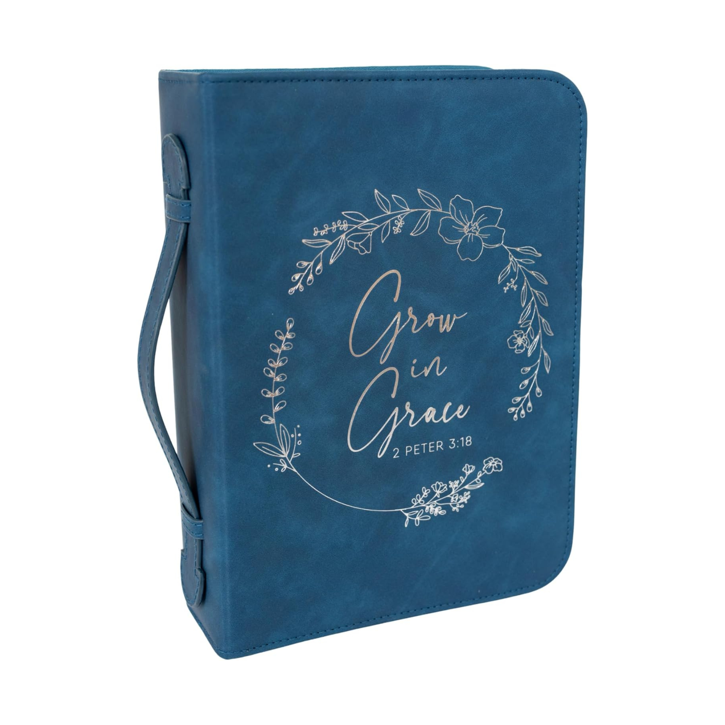 Embossed Women’s Bible Cover Case (Navy Silver) 𝐒𝐓𝐀𝐍𝐃𝐀𝐑𝐃 𝐒𝐈𝐙𝐄