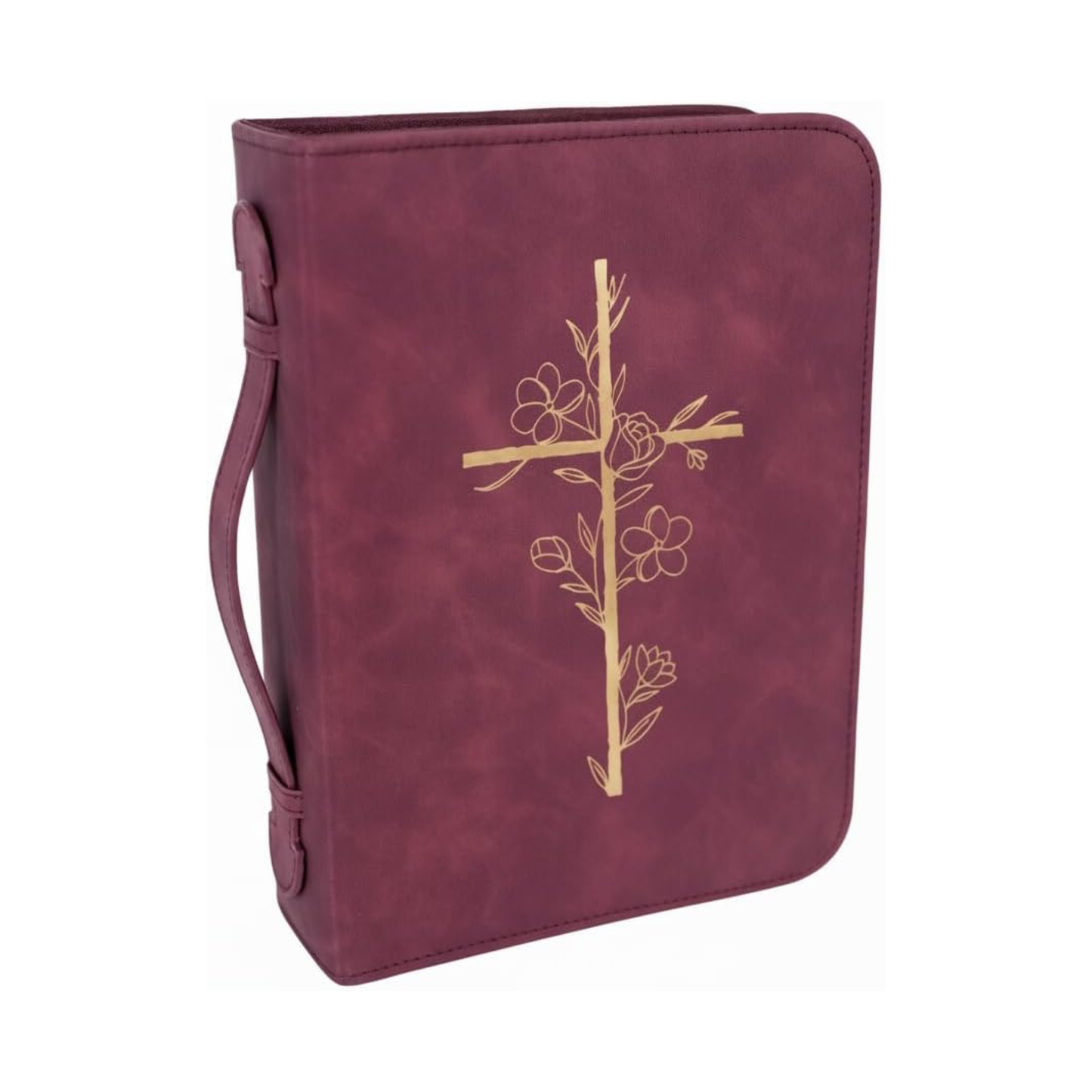 Embossed Women’s Bible Cover Case (Burgundy Gold Cross) Floral Cross 𝐒𝐓𝐀𝐍𝐃𝐀𝐑𝐃 𝐒𝐈𝐙𝐄