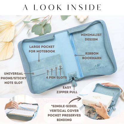 Embossed Women’s Bible Cover Case (Blue) Floral Cross 𝐒𝐓𝐀𝐍𝐃𝐀𝐑𝐃 𝐒𝐈𝐙𝐄