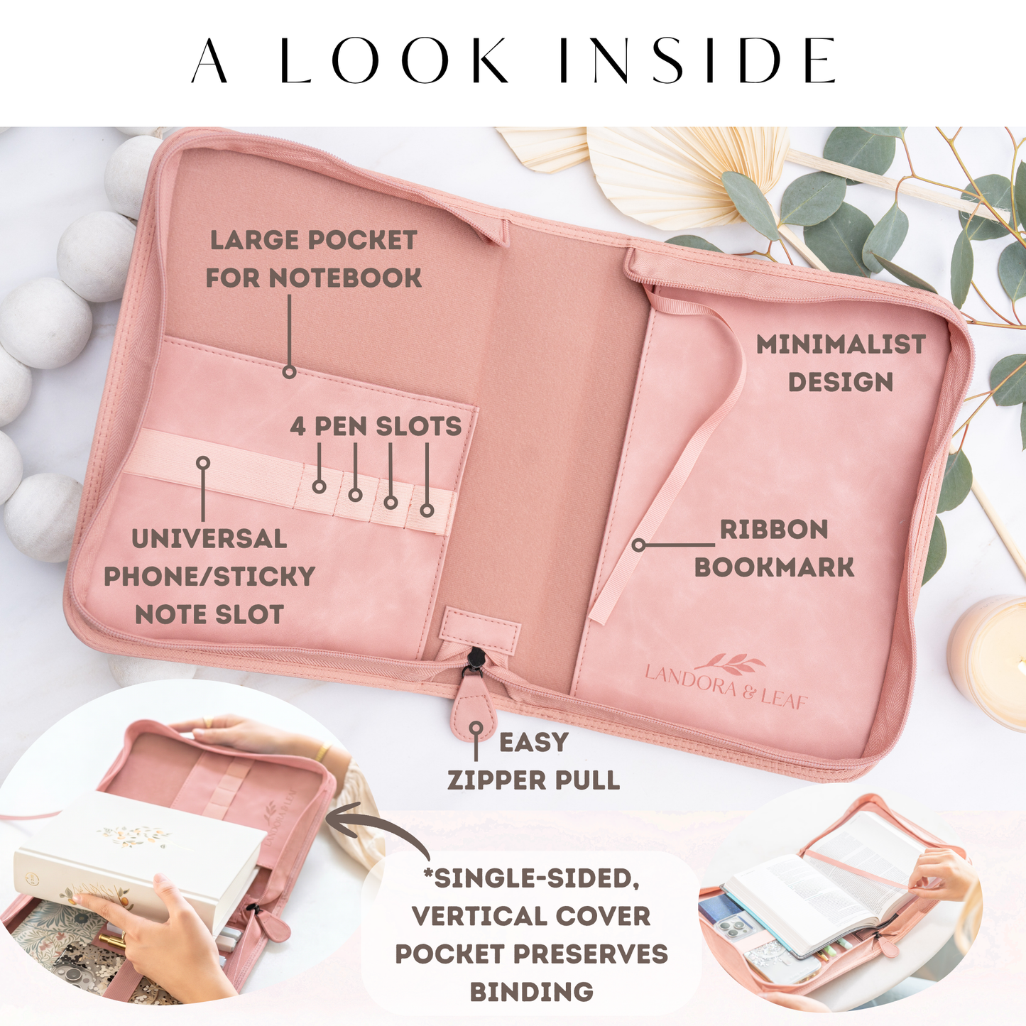 Grace Wreath Bible Cover (Pink Gold) 𝐒𝐓𝐀𝐍𝐃𝐀𝐑𝐃 𝐒𝐈𝐙𝐄