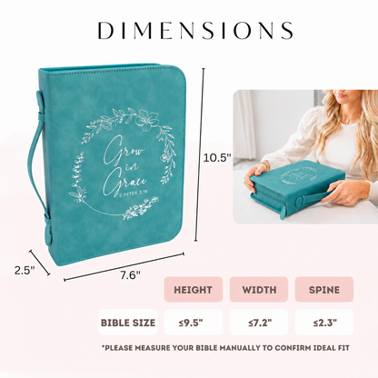 Grace Wreath Bible Cover (Teal) 𝐒𝐓𝐀𝐍𝐃𝐀𝐑𝐃 𝐒𝐈𝐙𝐄
